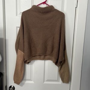 PrettyLittleThing Petite Stone Colour Block Oversized Sweater, Size UK 8 (US 4)
